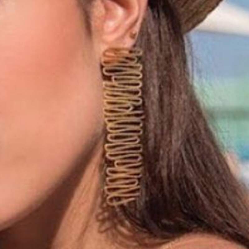 

1pair Hollow Out Drop Earrings, Gold