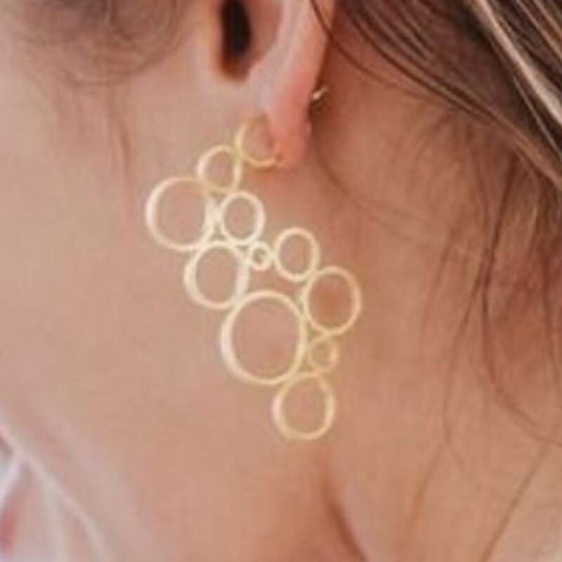 

1pair Round Design Earrings, Gold
