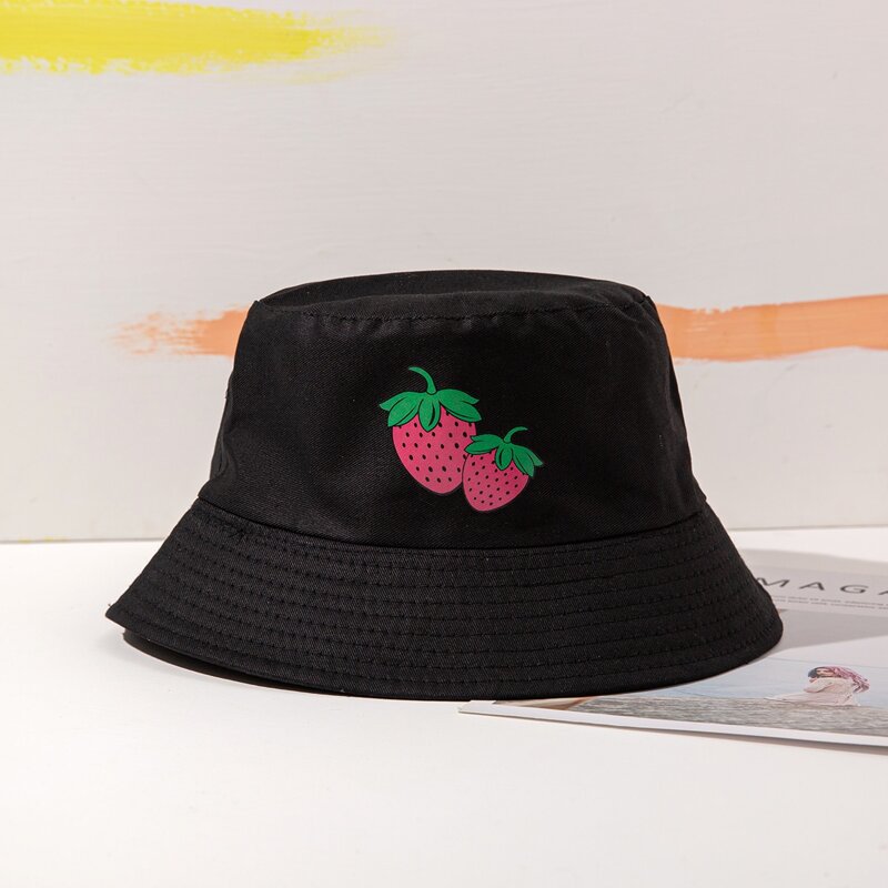 

Fruit Pattern Bucket Hat, Black