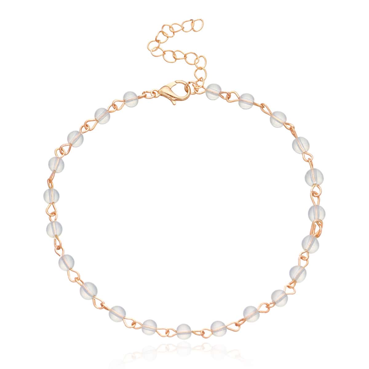 

1pc Beaded Chain Anklet, White