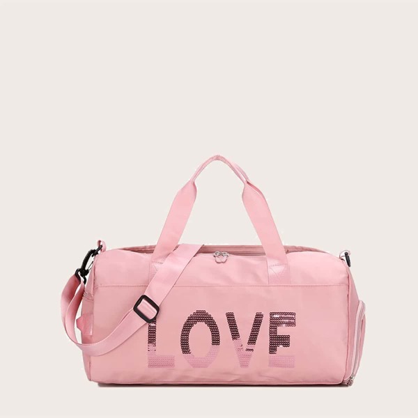

Sequin Letter Decor Tote Bag, Pink