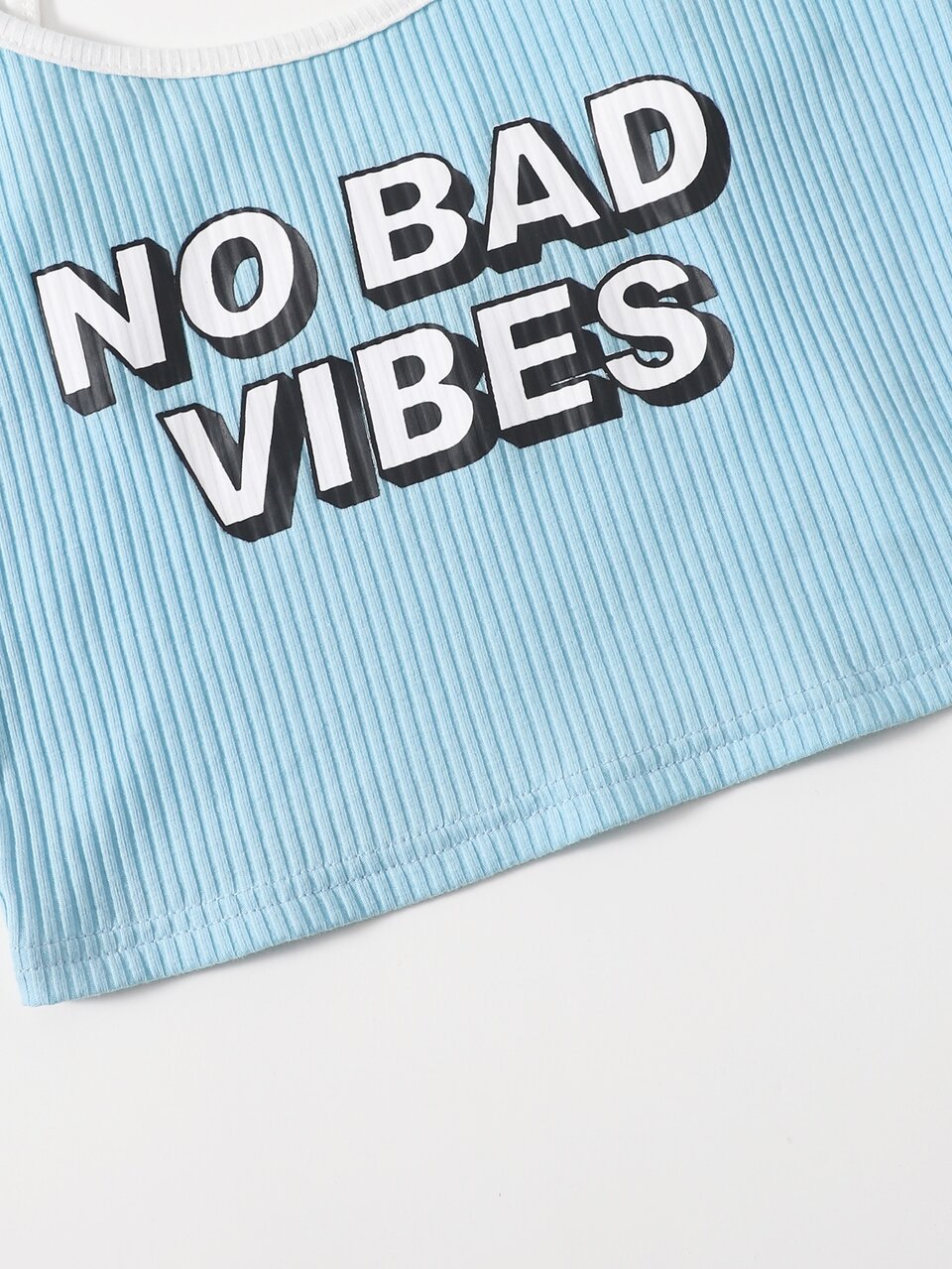 Slogan Graphic Rib-knit Ringer Cami Top