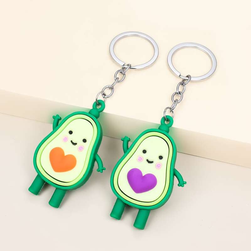 

2pcs Fruit Charm Keychain, Green