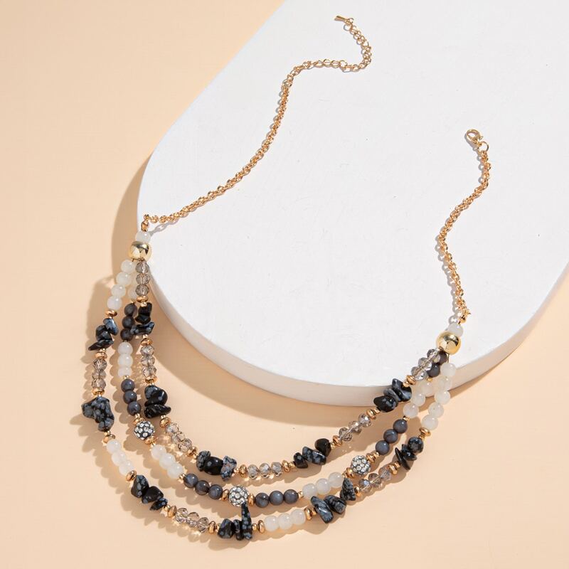 

1pc Beaded Statement Necklace, Multicolor
