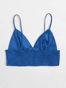 SHEIN ICON Shirred Back Satin Bralette Top - Royal Blue - View 2