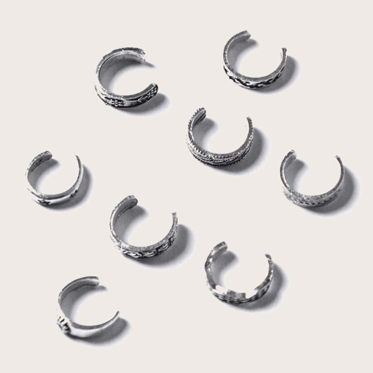 

8pcs Vintage Ring, Silver