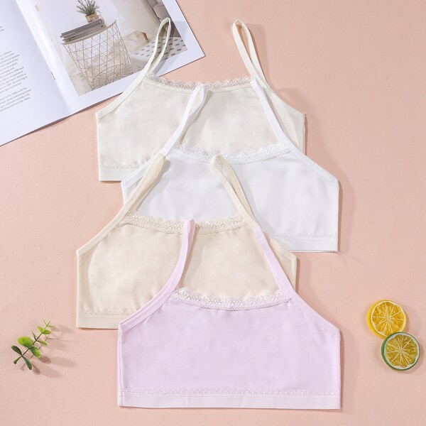 

Girls 4 Pack Lace Trim Bralette, Multicolor