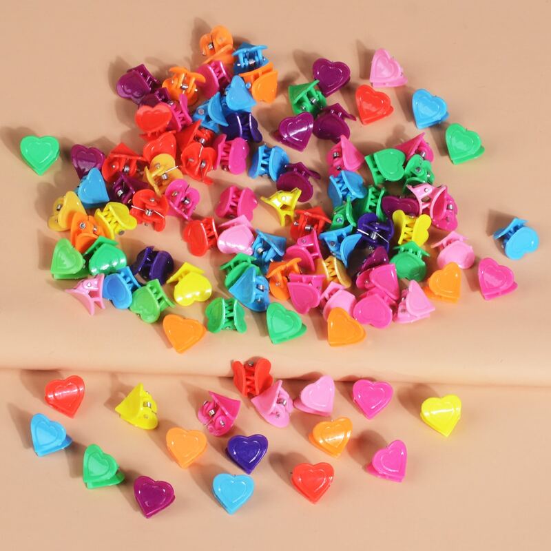 

100pcs Random Heart Shaped Hair Claw, Multicolor
