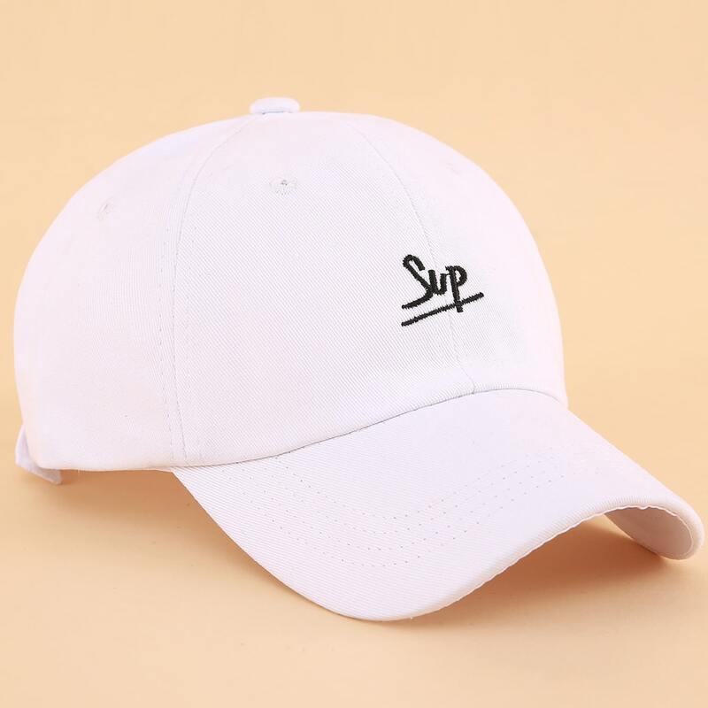 

Letter Embroidered Baseball Cap, White