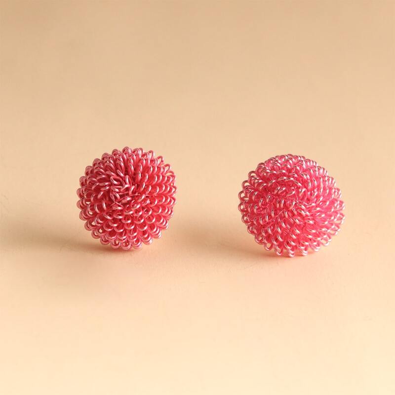 

1pair Round Stud Earrings, Pink