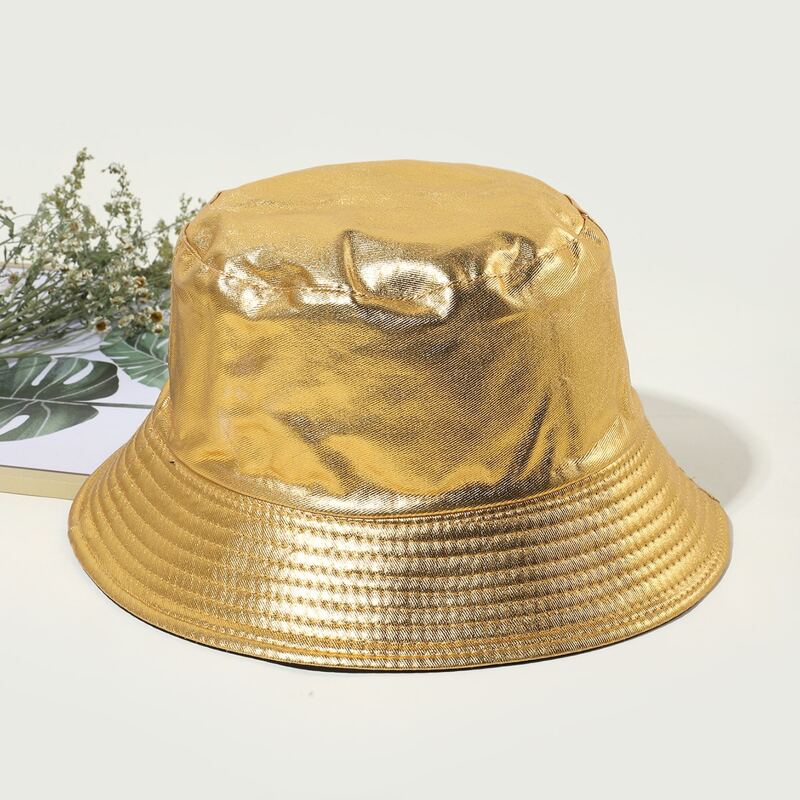 

Metallic Bucket Hat, Gold