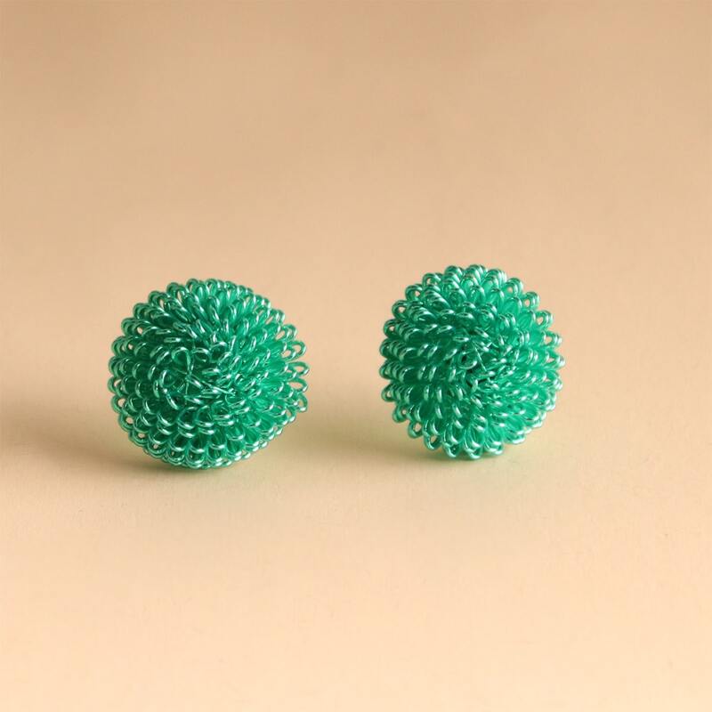 

1pair Round Stud Earrings, Green