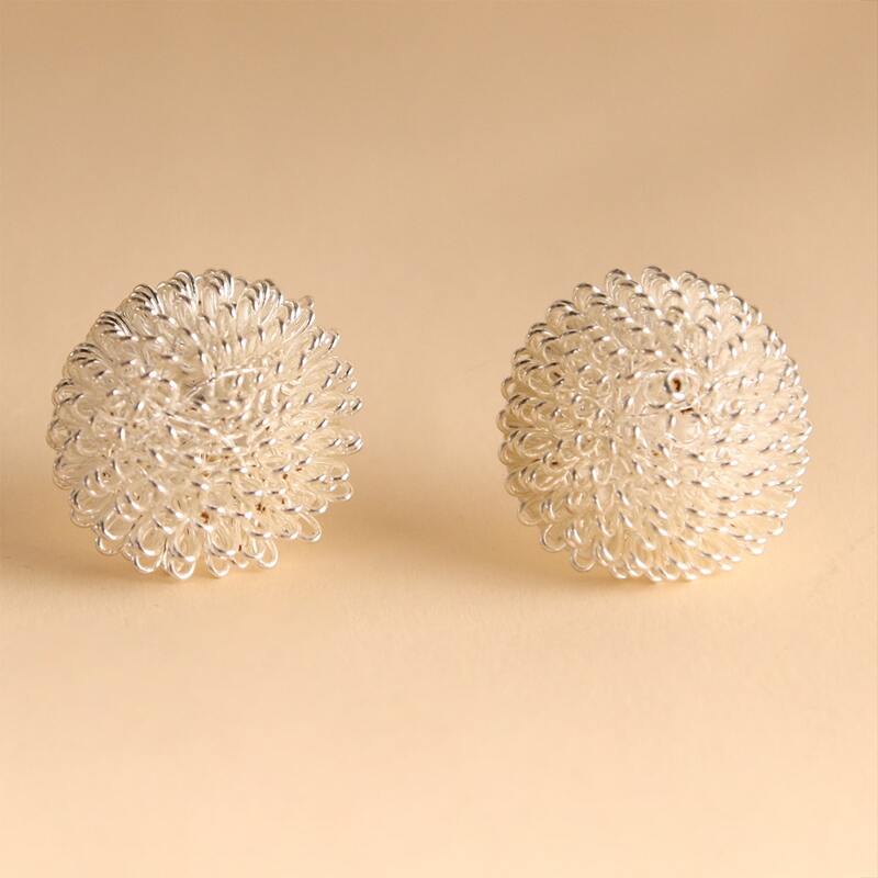 

1pair Round Stud Earrings, White