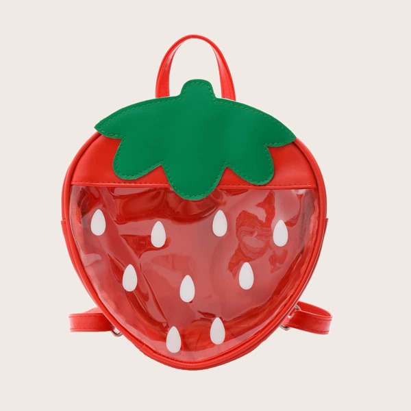 

Girls Strawberry Design Backpack, Red