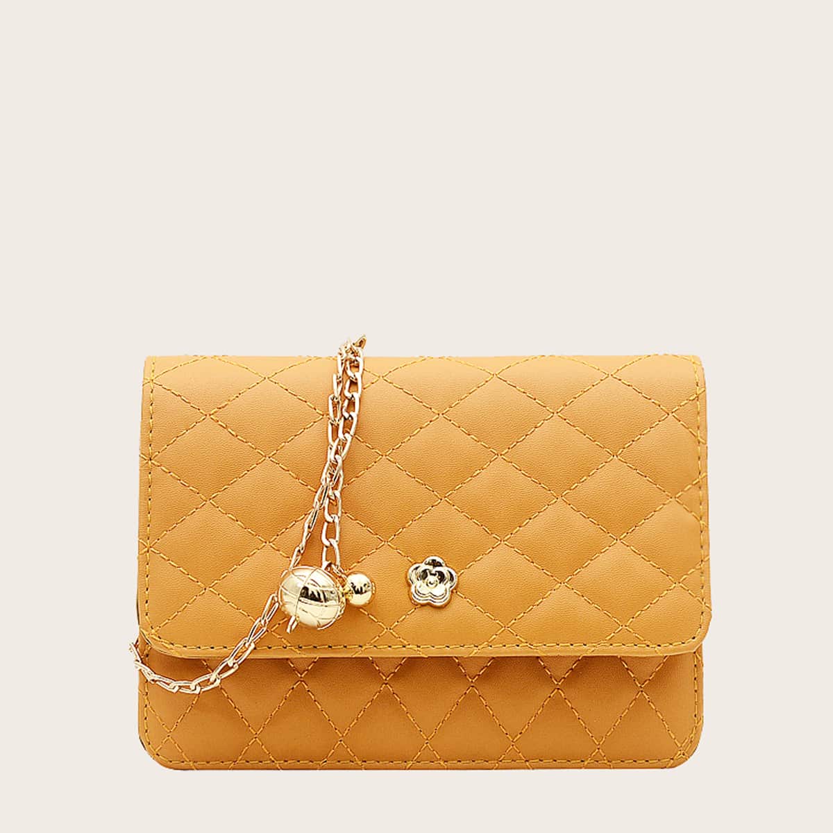 

Quilted Chain Crossbody Bag, Yellow