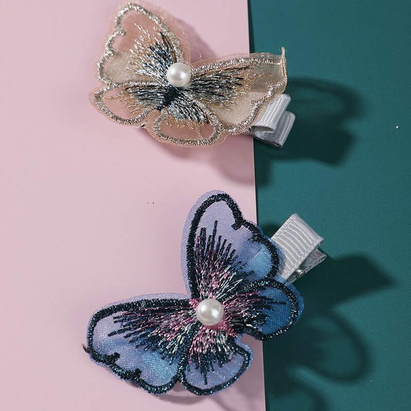 

2pcs Butterfly Design Hair Clip, Multicolor