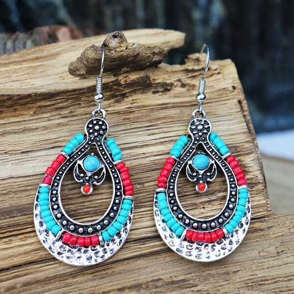 

Bohemian Rhinestone Decor Waterdrop Drop Earrings, Multicolor
