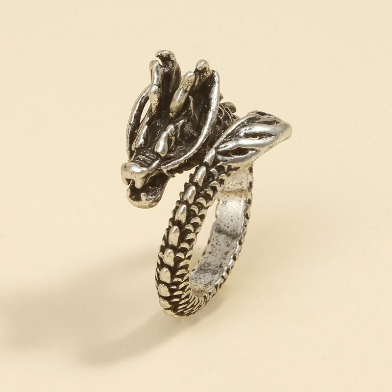 

1pc Vintage Dragon Design Ring, Gun black