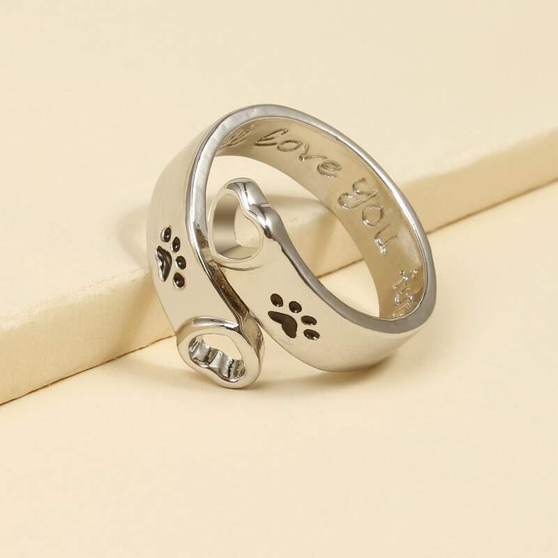 

1pc Heart Design Ring, Silver