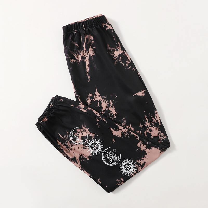 

Sun & Moon Graphic Tie Dye Sweatpants, Multicolor