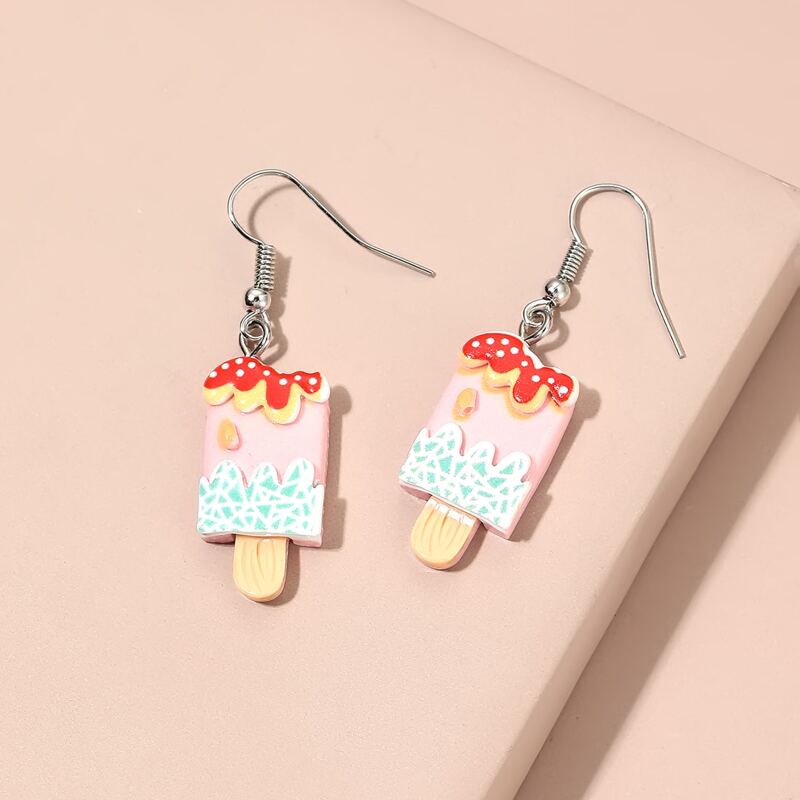 

1pair Ice Cream Design Drop Earrings, Multicolor