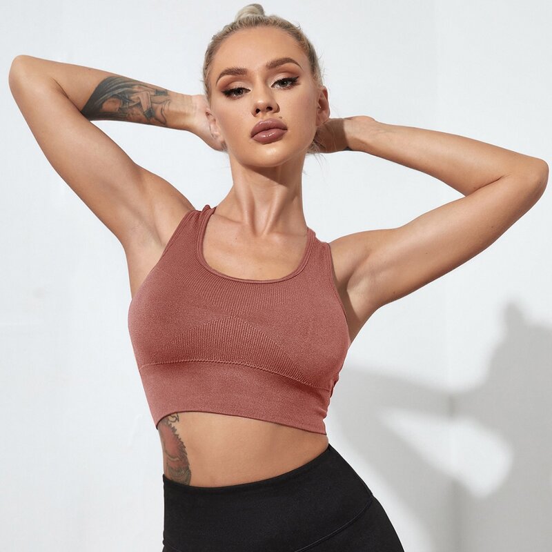 

Solid Medium Support Seamless Sports Bra, Redwood