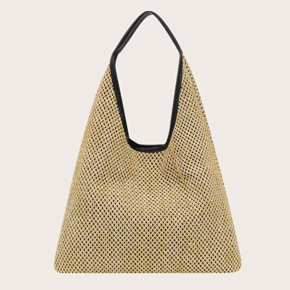 

Solid Straw Shoulder Bag, Khaki