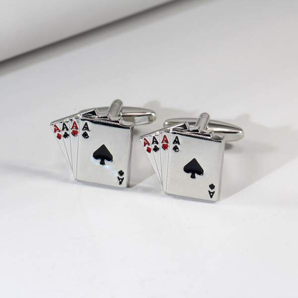 

Men Card Charm Cufflinks, Silver