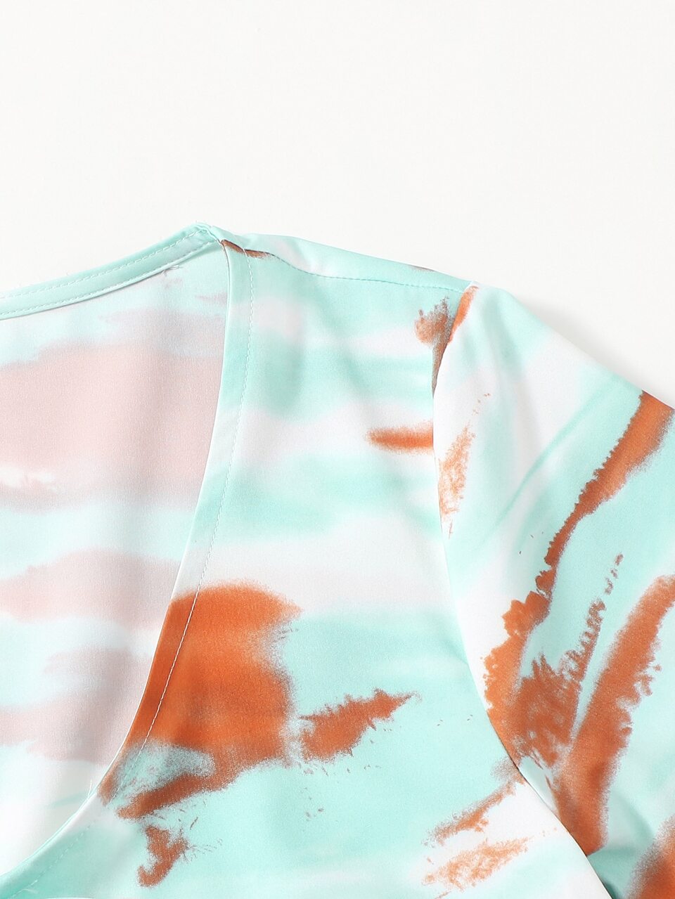 Tie Dye Ruffle Hem Tie Front Top