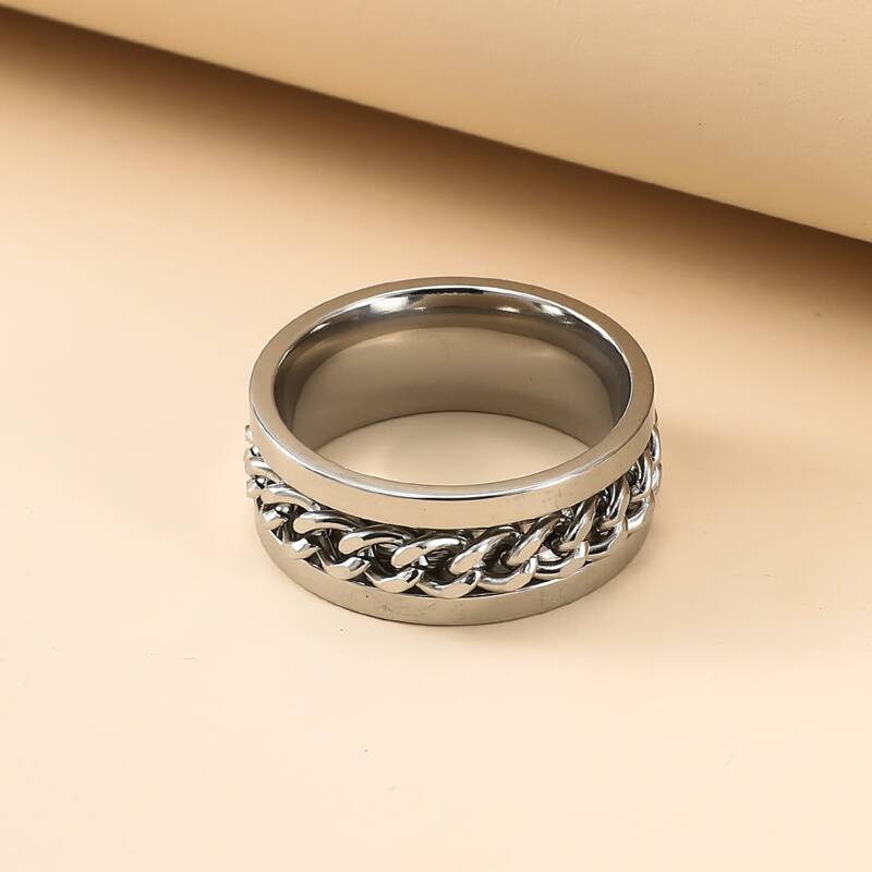 

1pc Chain Design Ring, Silver