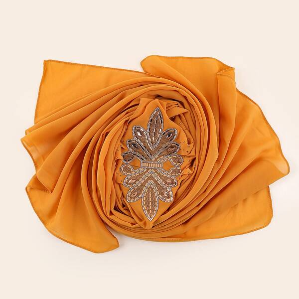 

Rhinestone Decor Scarf, Yellow