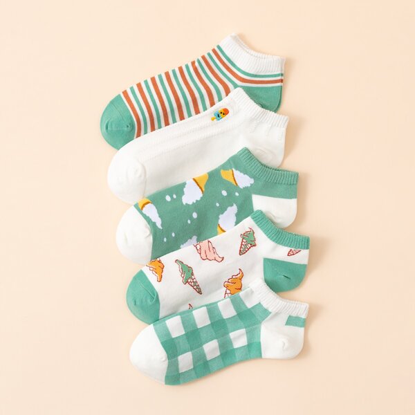 

5pairs Cartoon Graphic Ankle Socks, Multicolor