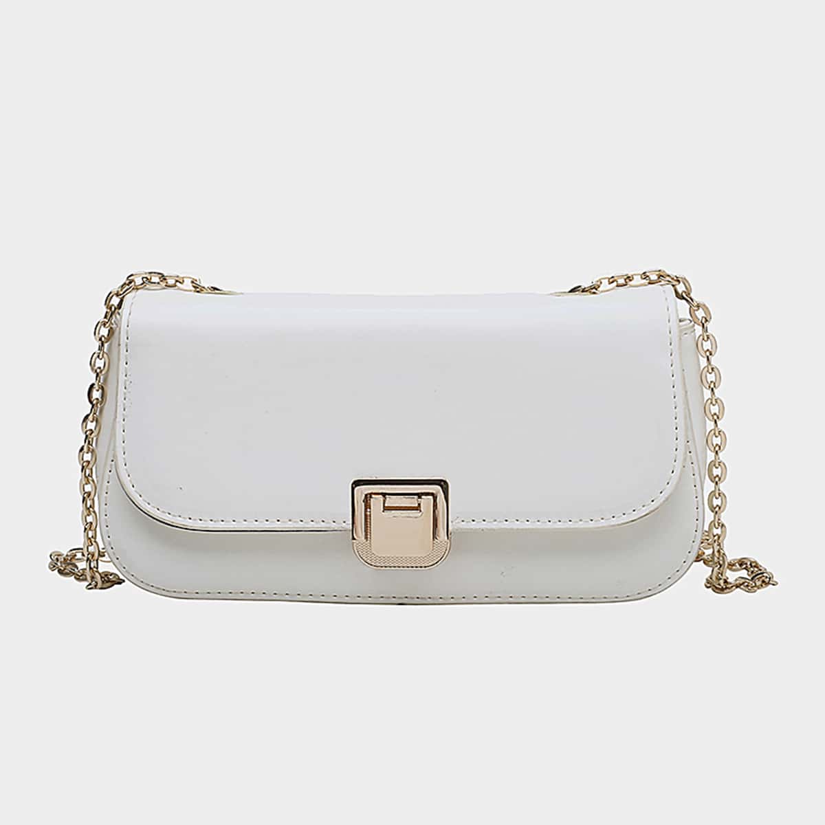 

Solid Chain Crossbody Bag, White