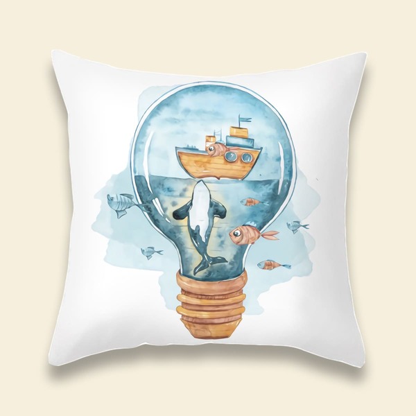 

Fish Print Cushion Cover Without Filler, Multicolor