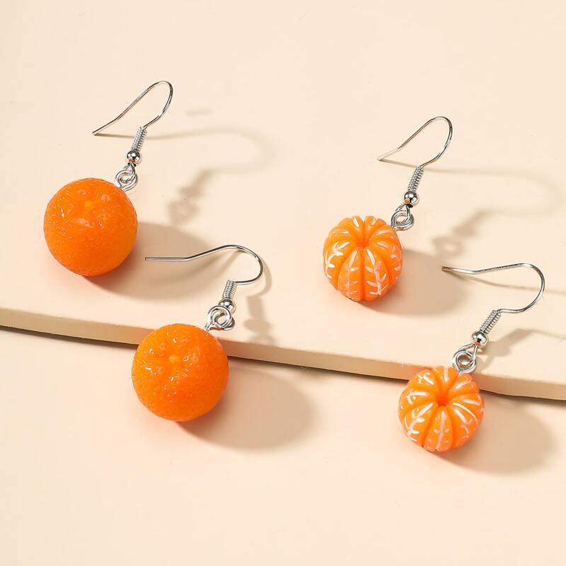 

2pairs Fruit Design Drop Earrings, Yellow
