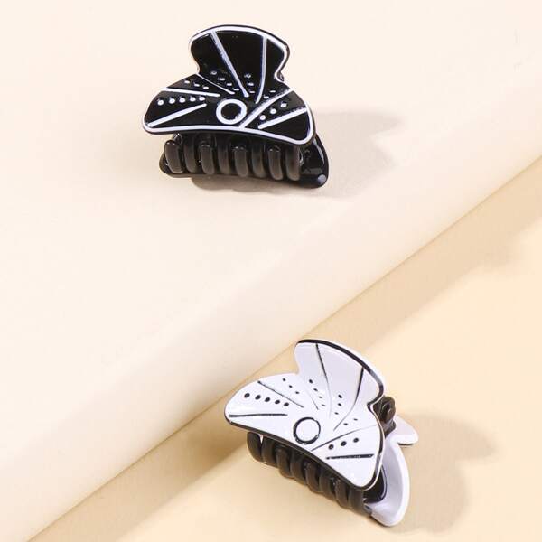 

2pcs Acrylic Hair Claw, Black and white