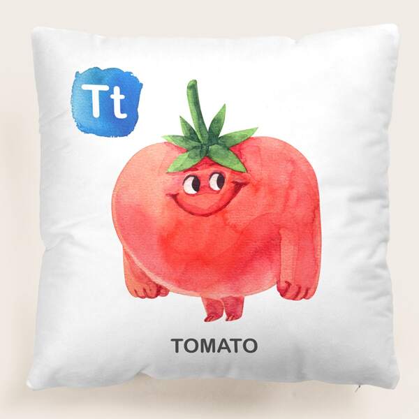 

Kids Tomato Print Cushion Cover Without Filler, Multicolor