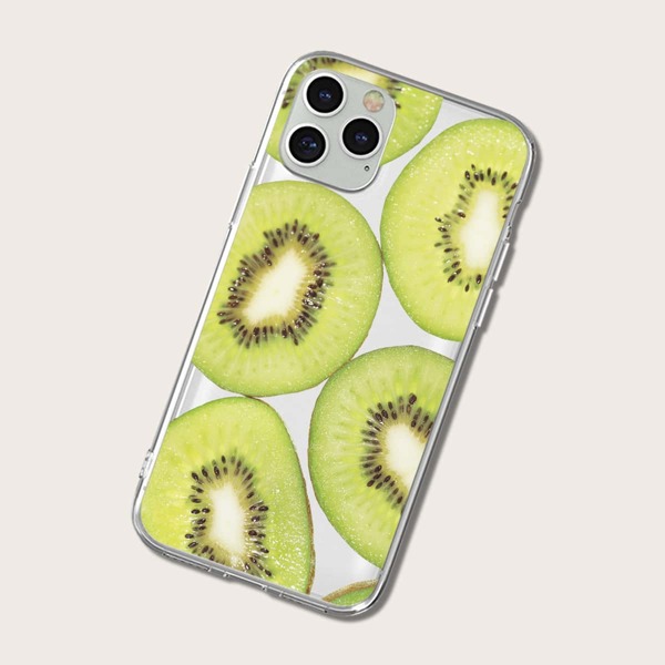 

Kiwi Pattern Clear Phone Case, Green