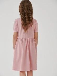 SHEIN فستان سموك قطن ازرار نصف بنات