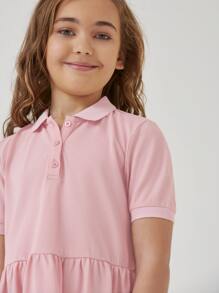 SHEIN فستان سموك قطن ازرار نصف بنات