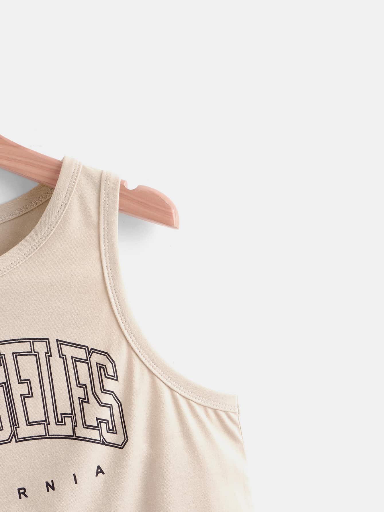 Áo hai dây Lá thư Giải trí - Màu Khaki - Xem 3