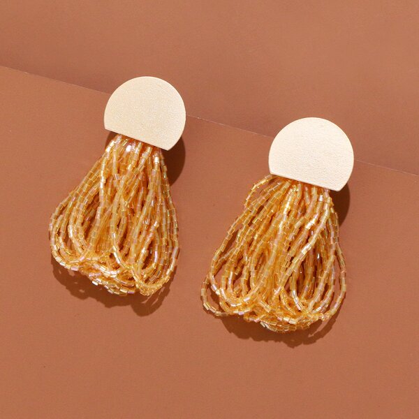 

Crystal Beaded Drop Earrings, Yellow