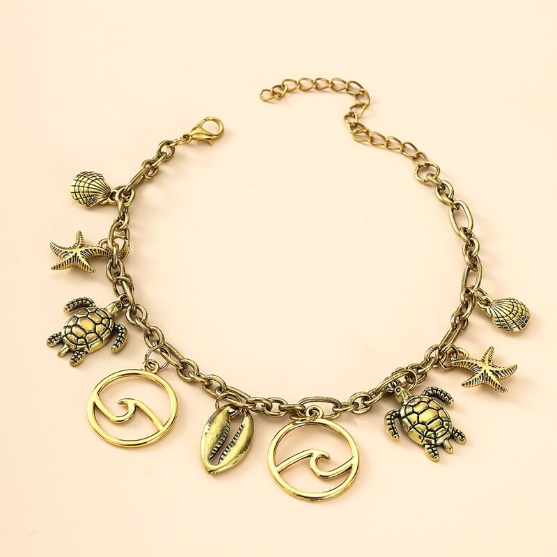

1pc Shell Charm Anklet, Bronze