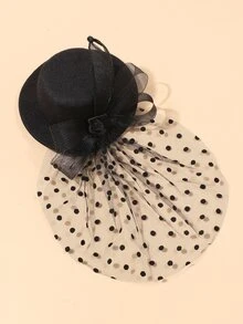 Mũ lưới trang trí tóc kẹp - màu đen - Xem 2