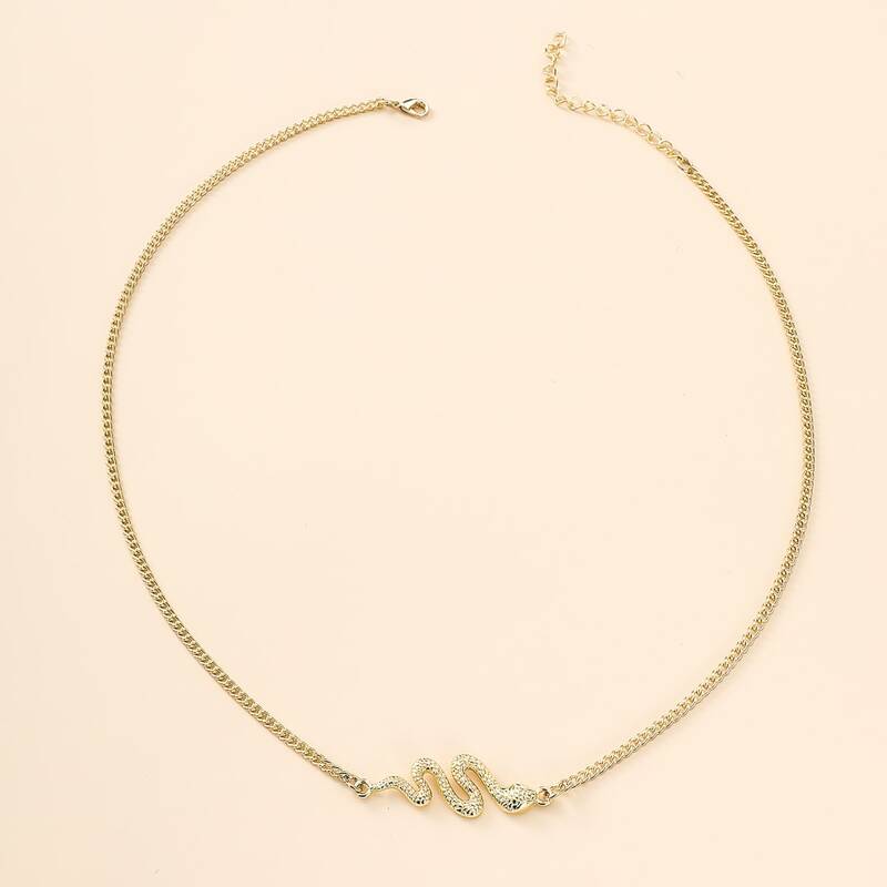

1pc Snake Charm Necklace, Gold