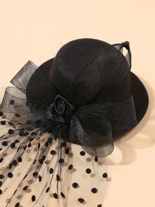 Mũ lưới trang trí tóc kẹp - màu đen - Xem 4