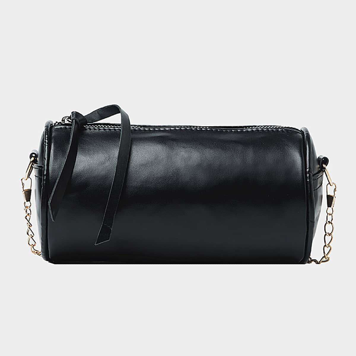 

Solid Cylindrical Crossbody Bag, Black