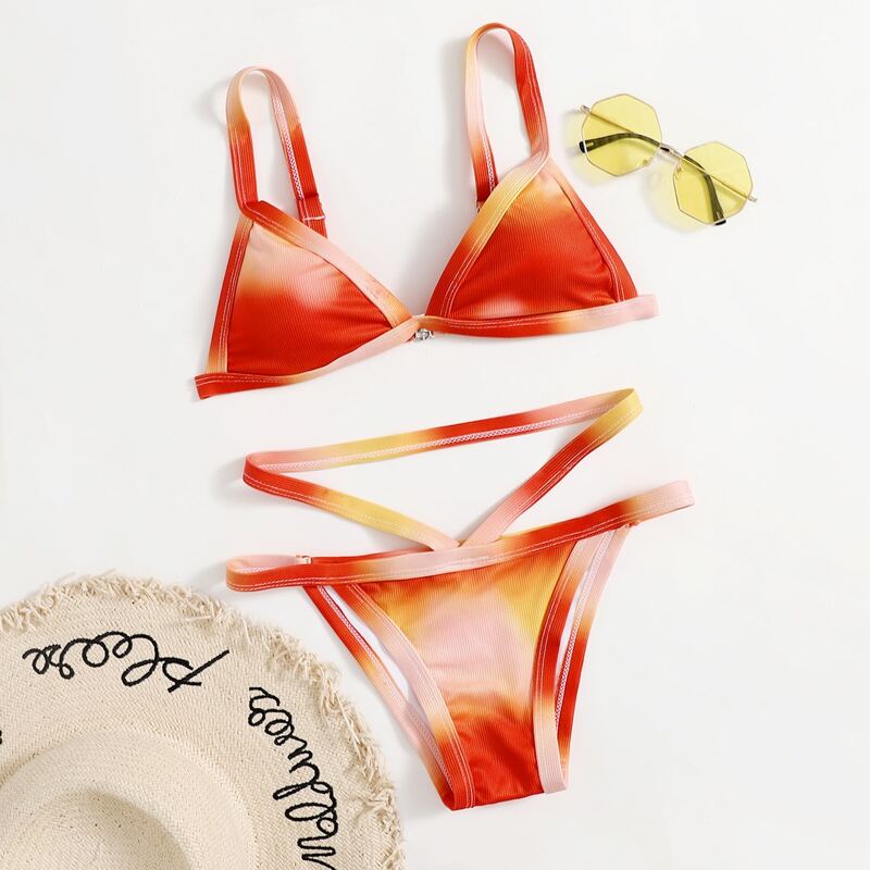 

Tie Dye Triangle Bikini Swimsuit, Multicolor