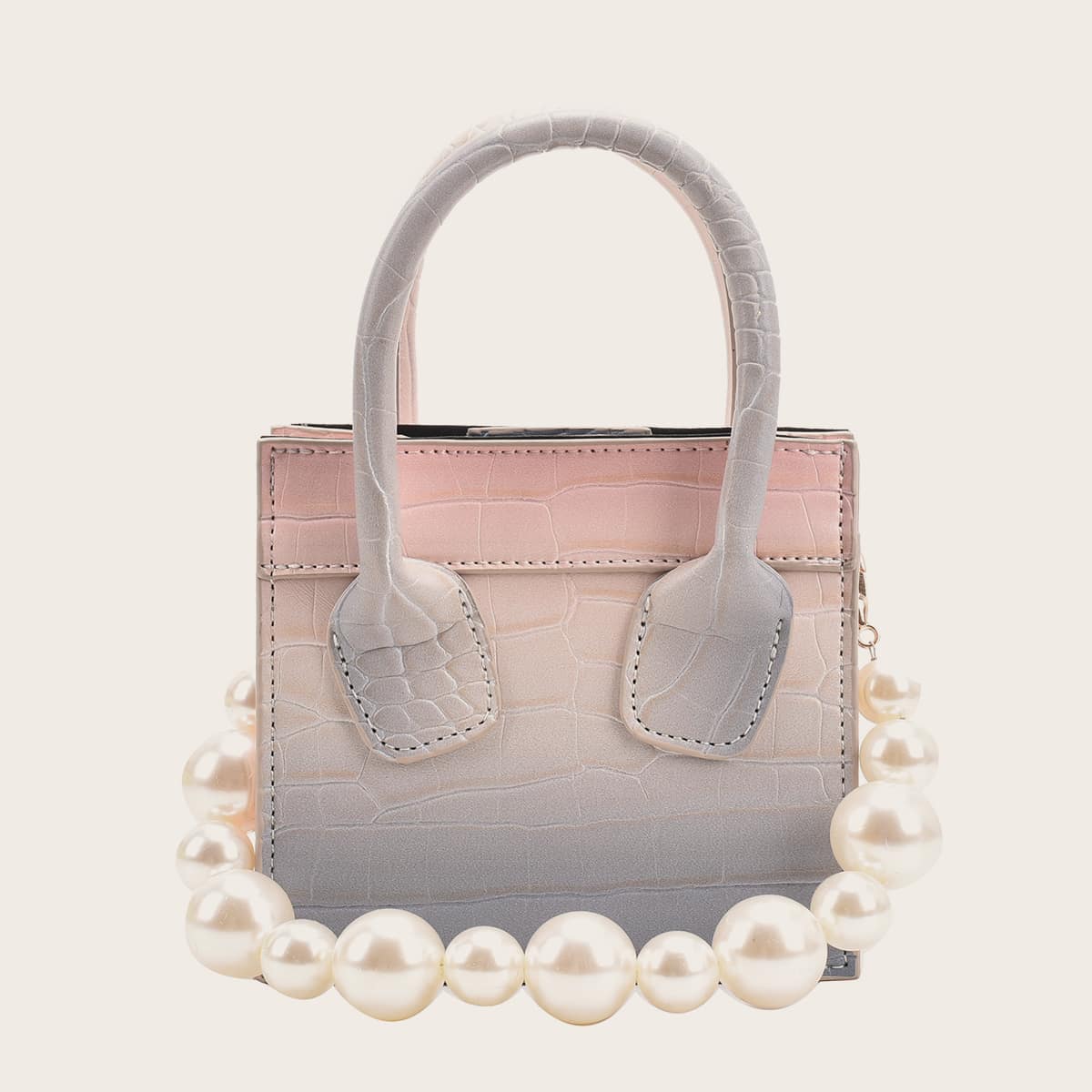 

Mini Faux Pearl Decor Satchel Bag, Pink