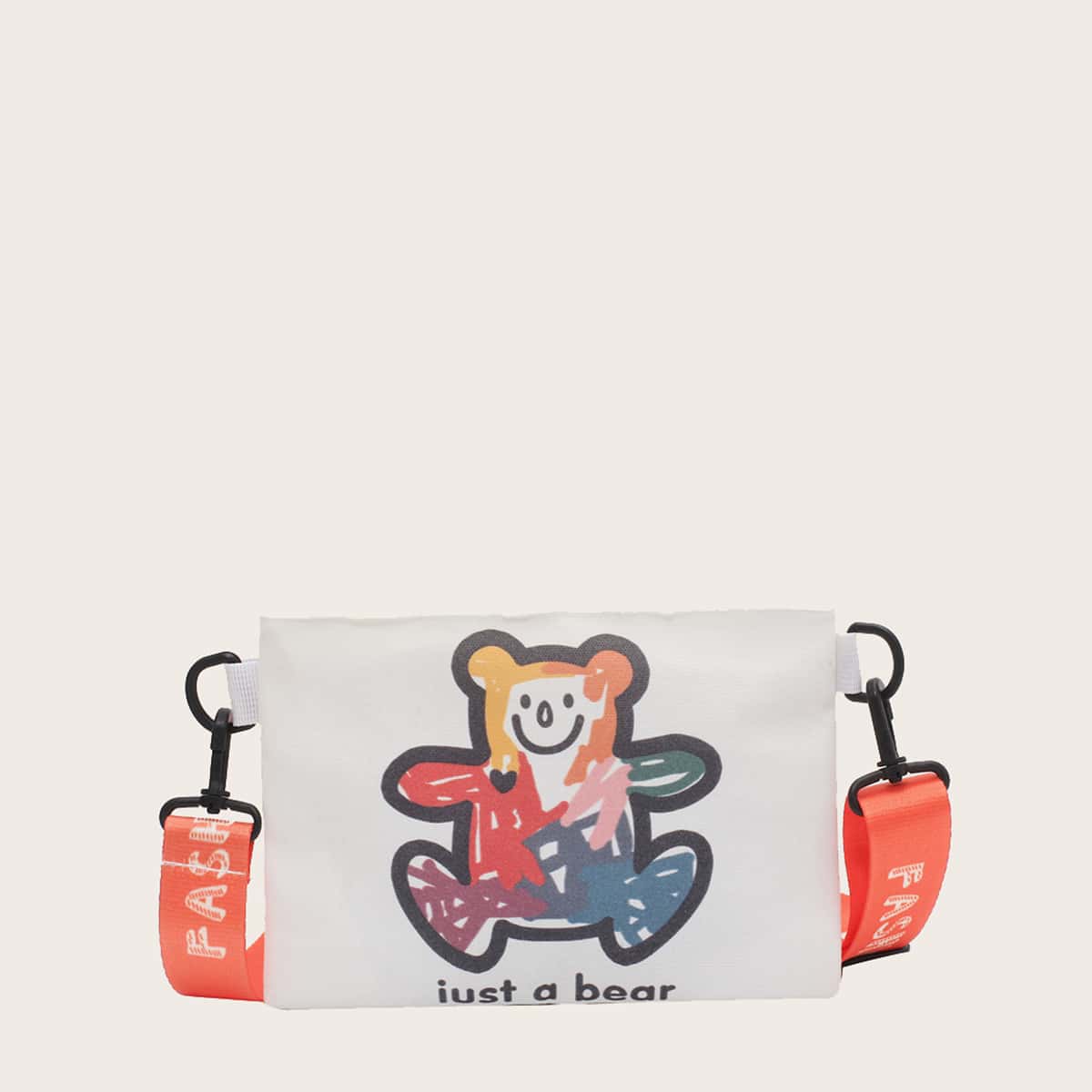 

Cartoon Bear Crossbody Bag, White